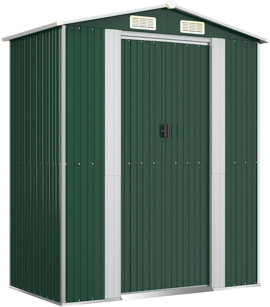 etevert - Abri de jardin vert 192x108x223 cm acier galvanisé, rangement
