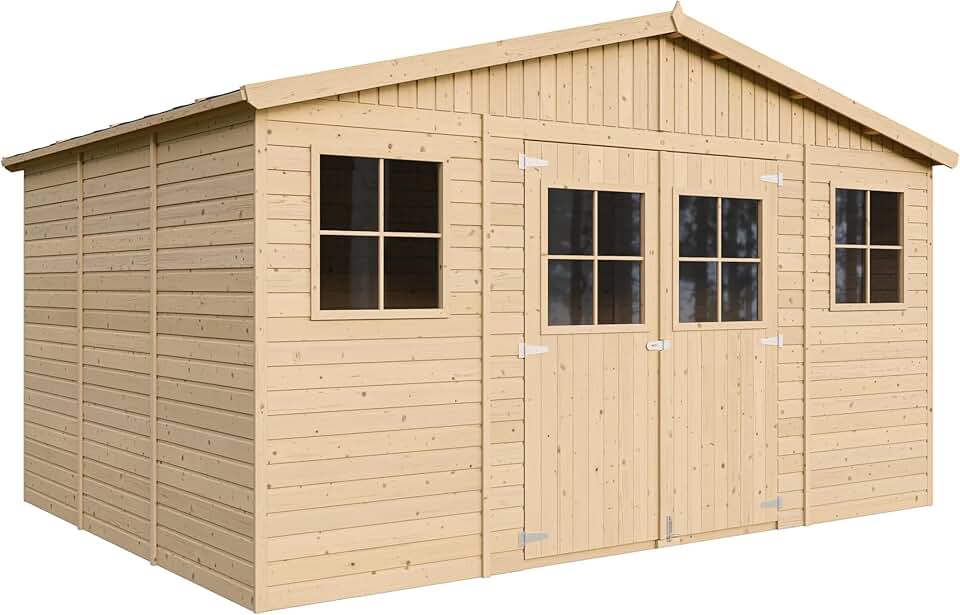 etevert - Abri de jardin bois, 12m², fenêtres, H246x418x320cm, M331
