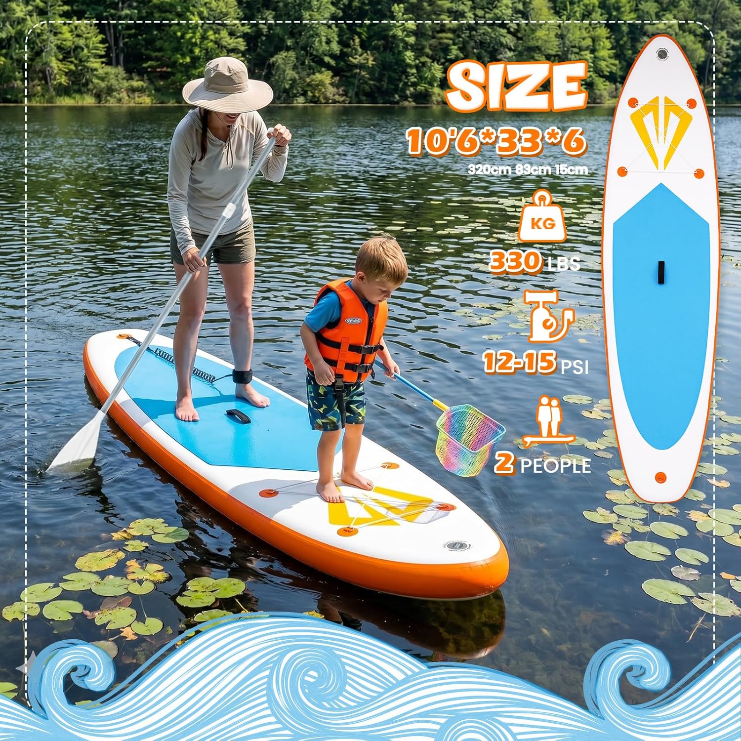etevert - Paddle Gonflable Adulte - Stand Up - accessoires complets, stabilité, design premium