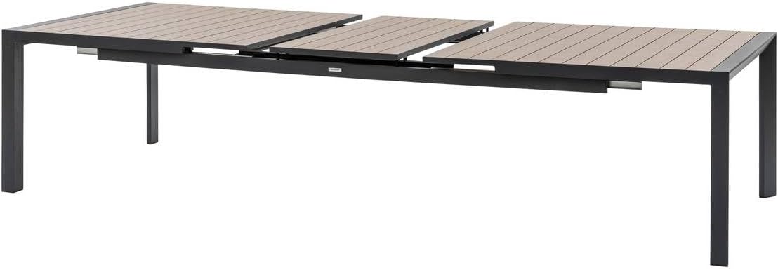 etevert - Evasion - grande table extensible 14 places - aluminium effet bois, rallonge, extérieur