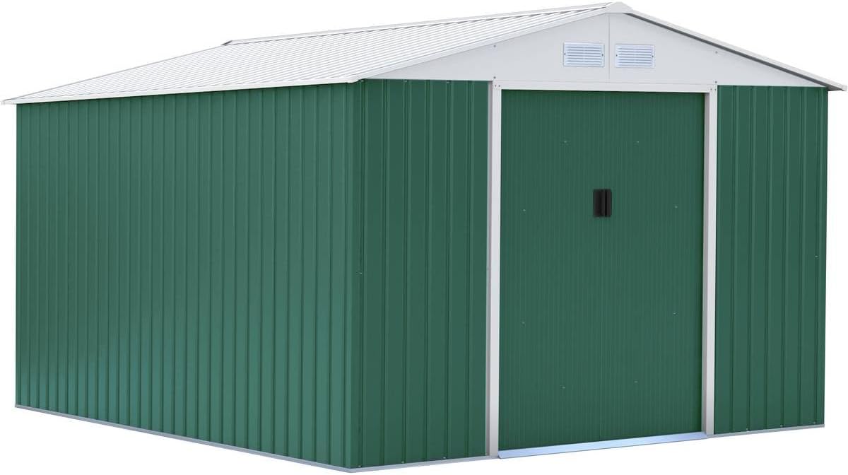 etevert Abri de Métal Rosas, 10.85m² 1299_78620 Vert/Blanc