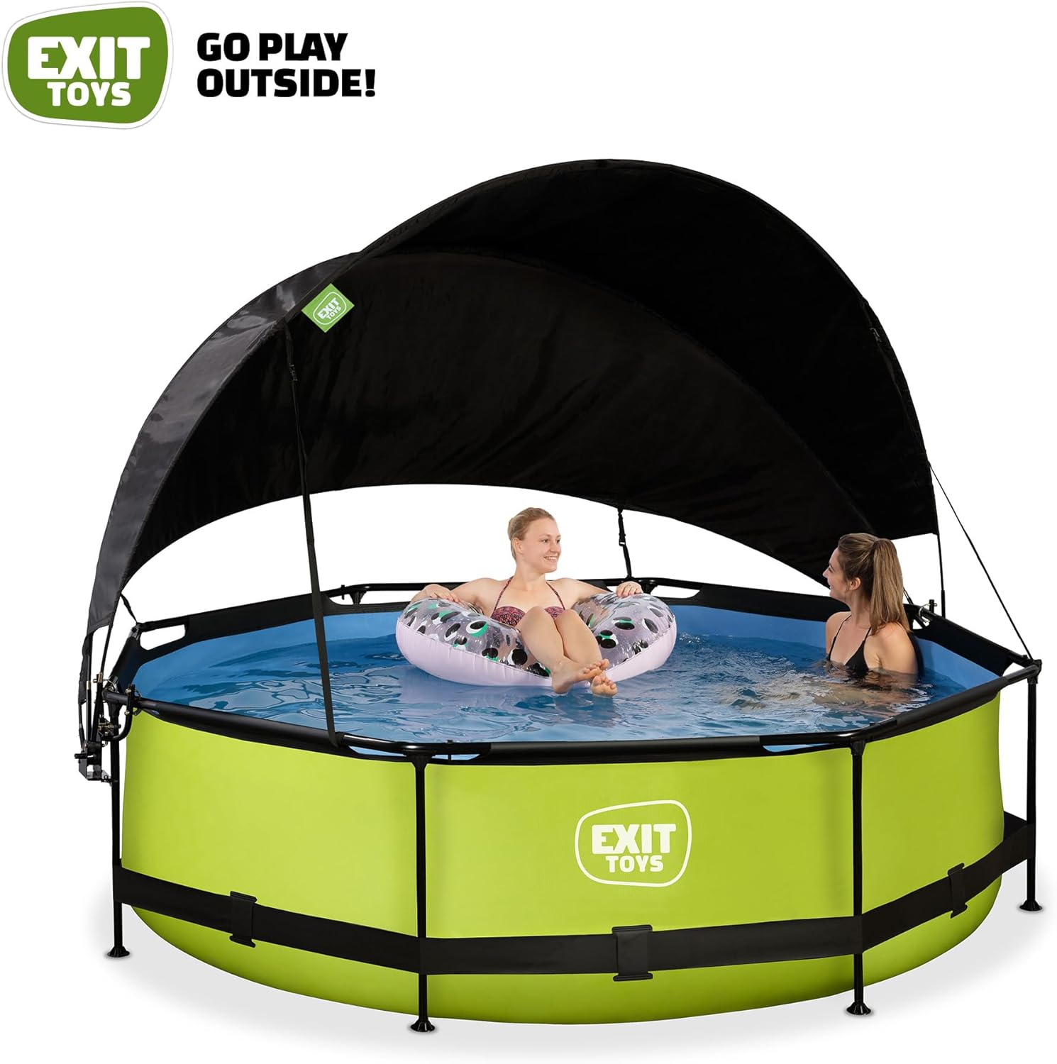 etevert Piscine Lime avec Voile d'Ombrage - ø300x76cm - Piscine Hors Sol Ronde avec Pompe Filtrante à Cartouche - Protection Optimale Contre Les Rayons UV - Entrée Basse - Design Unique - Vert