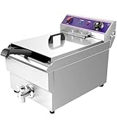 etevert Friteuse électrique,16LCommerciale friteuse avec valve de vidange acier inoxydable,Profes...