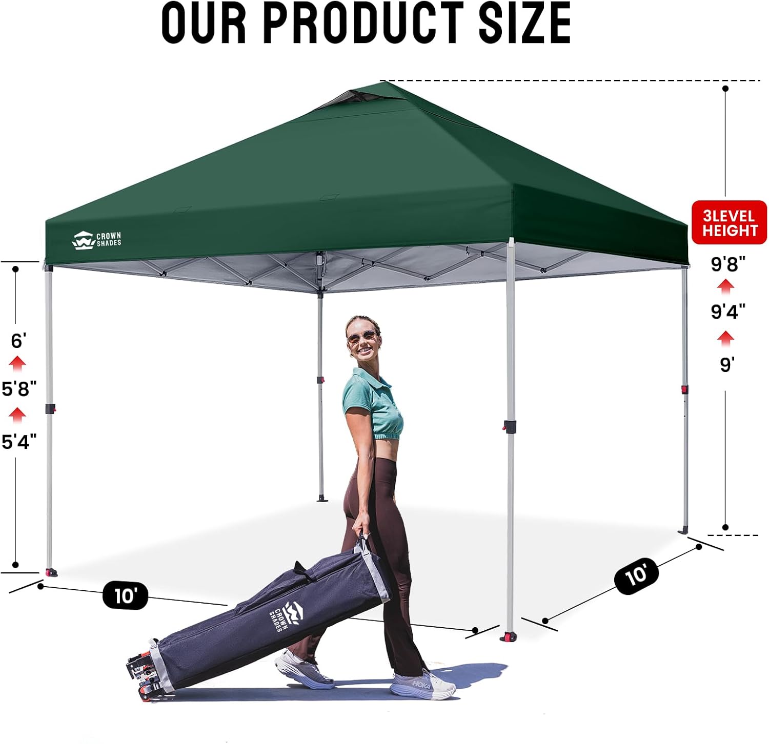 etevert - tonnelle pliante - 3x3m - imperméable, UPF 50+, vert, sac