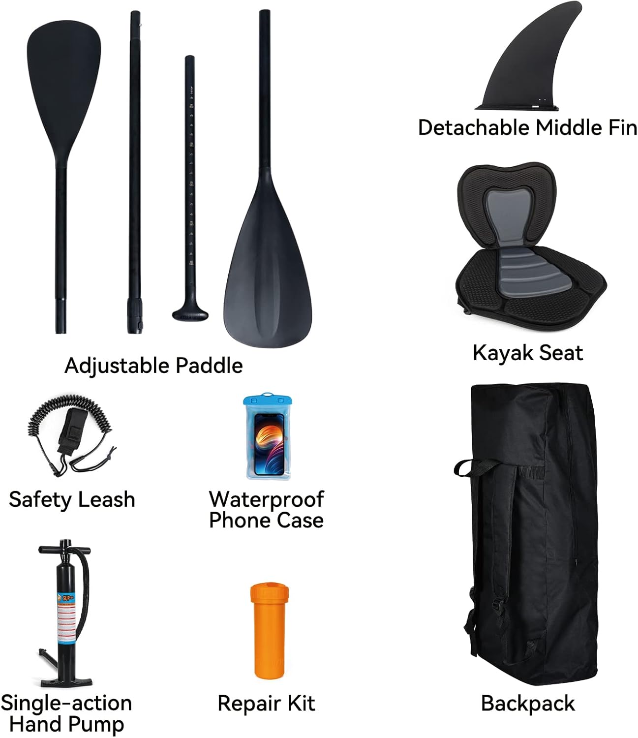 etevert - Paddle gonflable adulte - 320/335cm - 2 places, siège kayak, pagaie alu, support caméra, pompe, 150kg