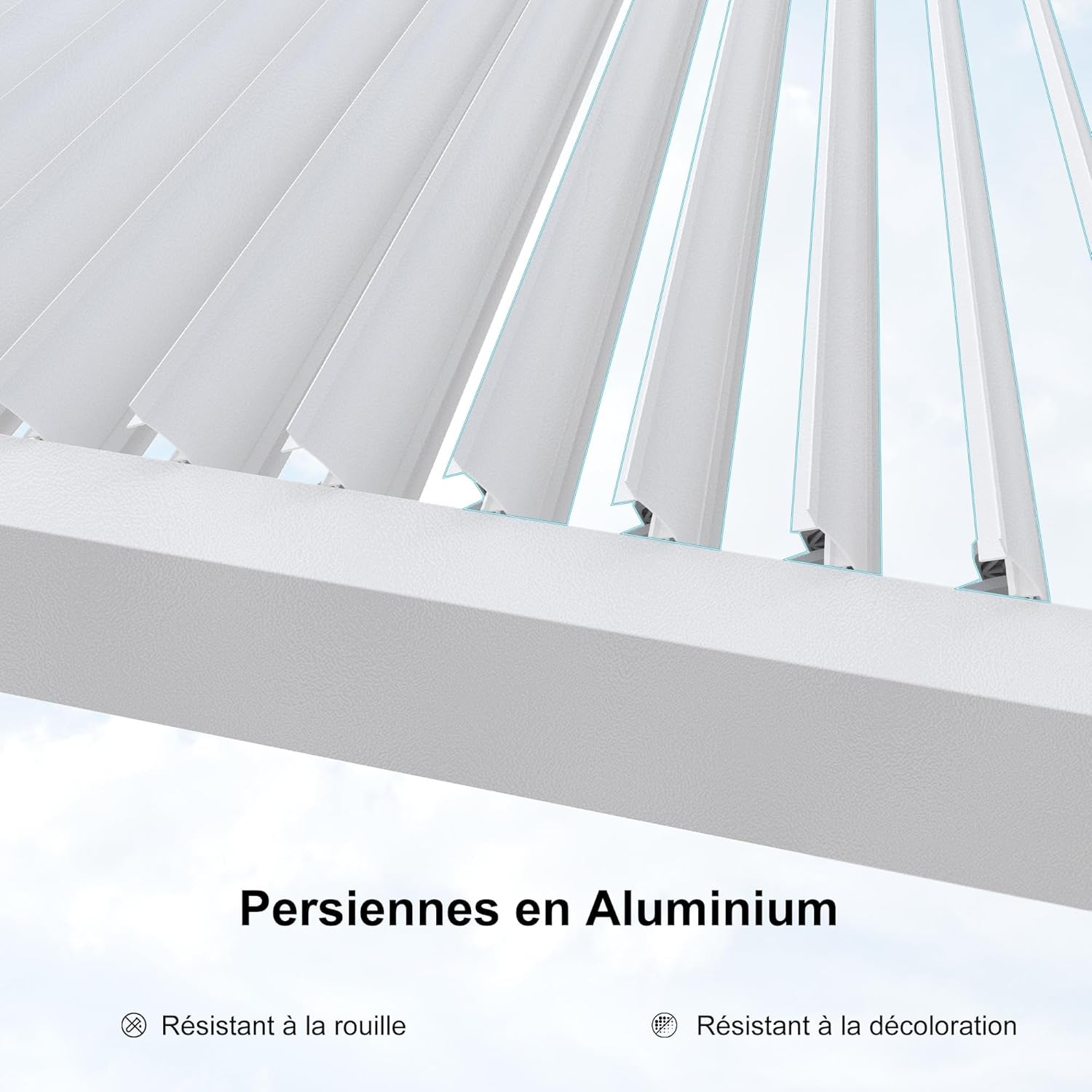 etevert - pergola bioclimatique - 4,24x3m - aluminium, stores enrouleurs, lames orientables