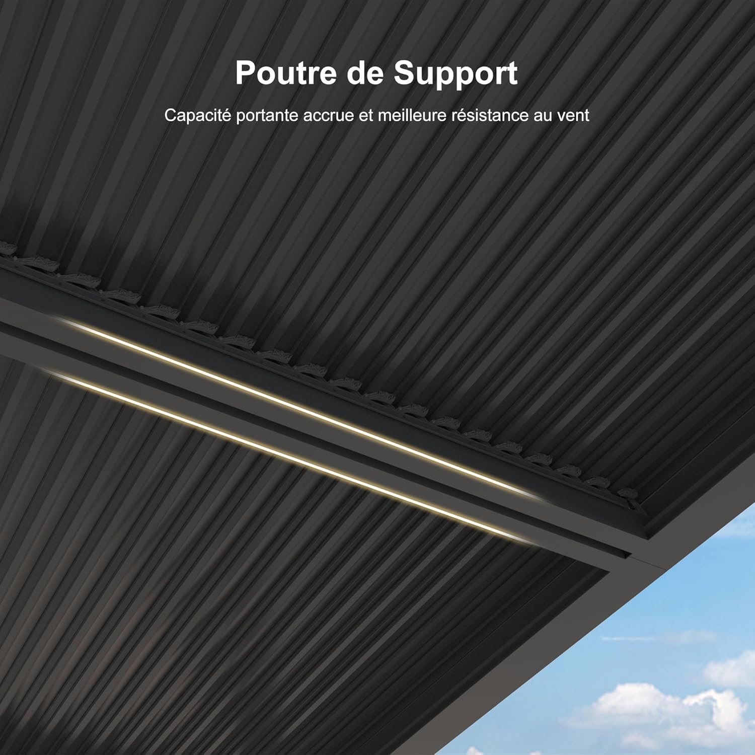 etevert - Pergola bioclimatique - 4x3,3m - lames orientables, éclairage intégré