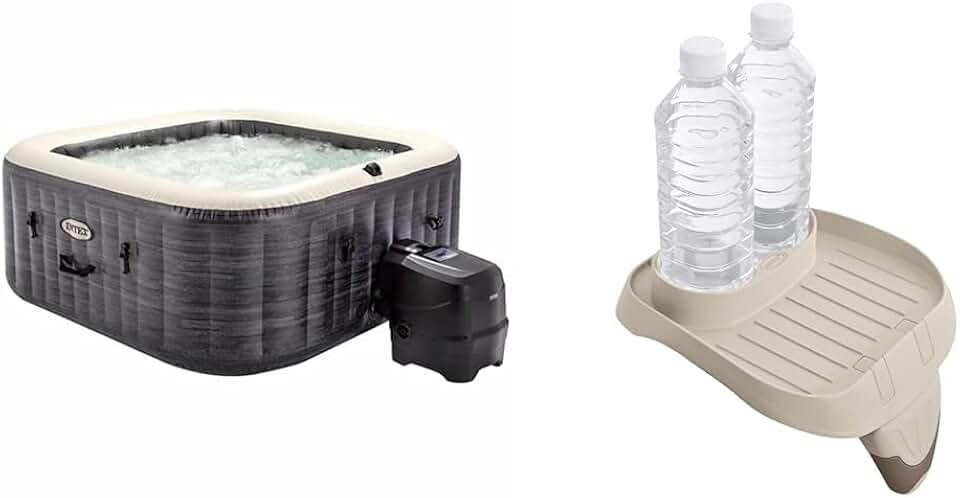 etevert - 28450EX - Pure Spa Bulles Ardoise 4 Places, Gris Ardoise & Porte Verre Pure Spa