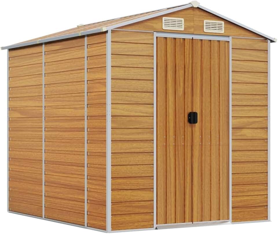 etevert - Abri de Jardin série - 191x215x198cm - acier galvanisé, marron clair