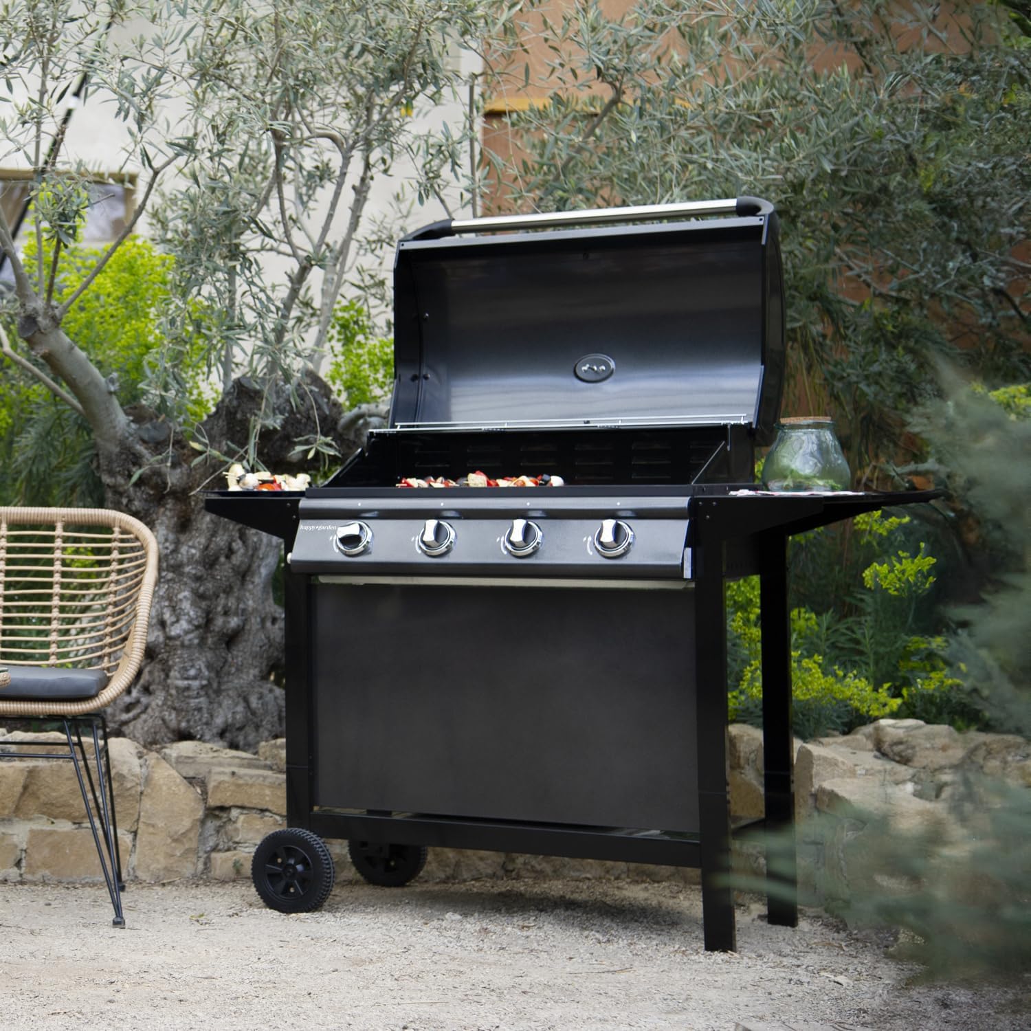 etevert - Barbecue gaz RENO - 4 brûleurs 14kW avec thermomètre