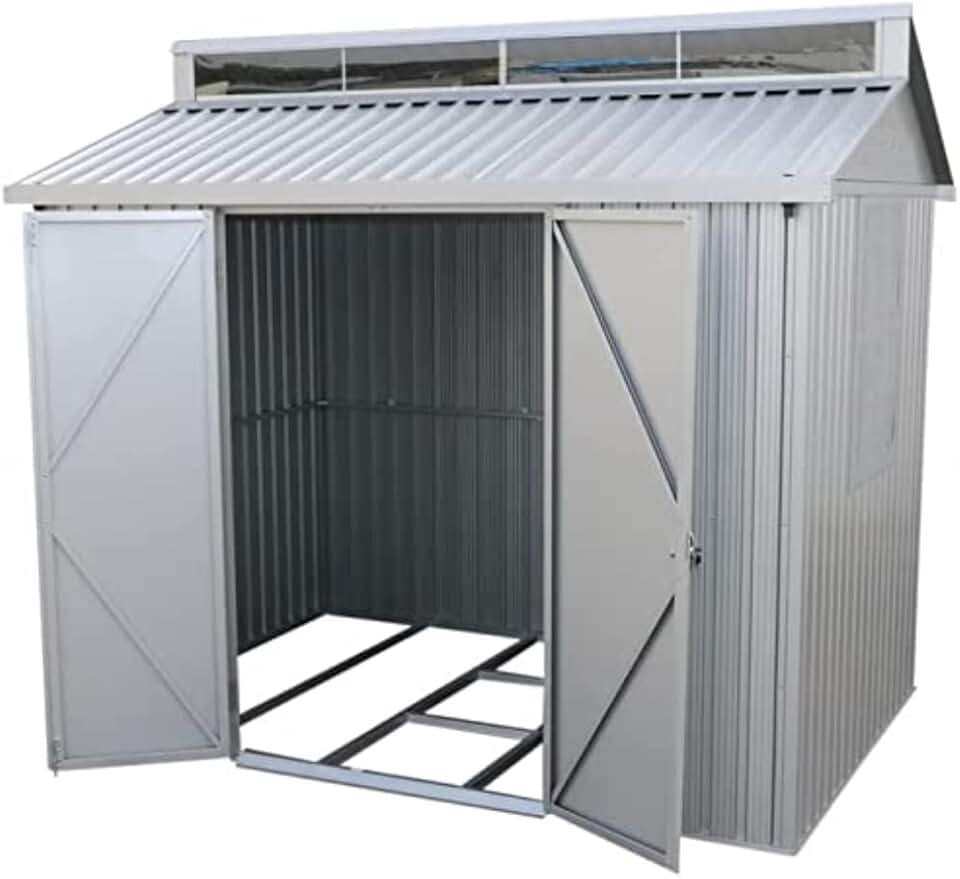 etevert - ALU - 8x6 - abri jardin alu, lucarne, fondation, fenêtre, portes verrouillables