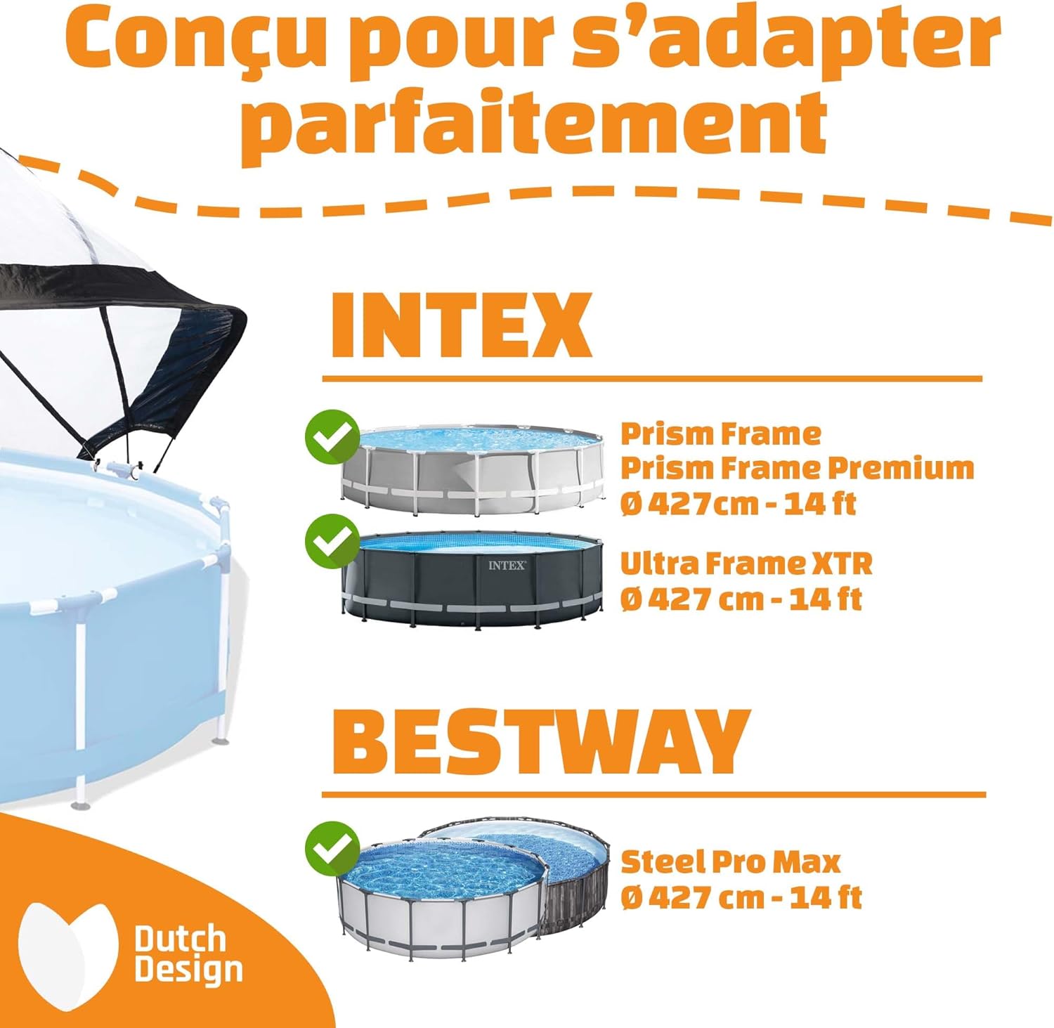 etevert - Dôme Piscine Universel ø 427 cm Transparent pliable - 427CM