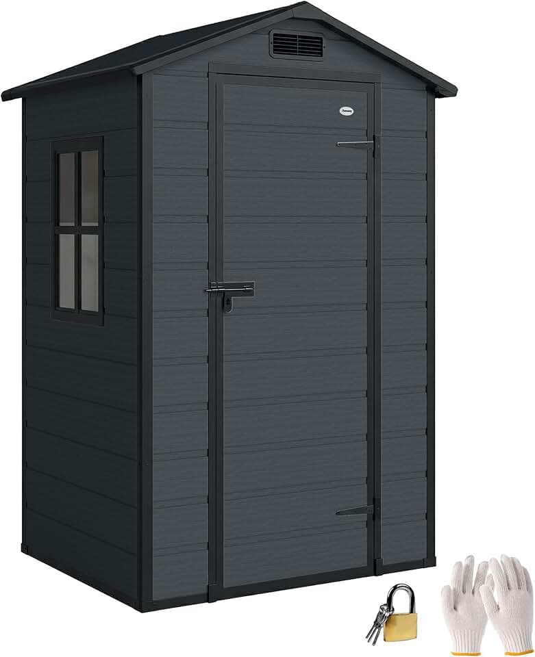 etevert - abri de jardin 1,09 m² - PP, aluminium, plancher, porte sécurisée