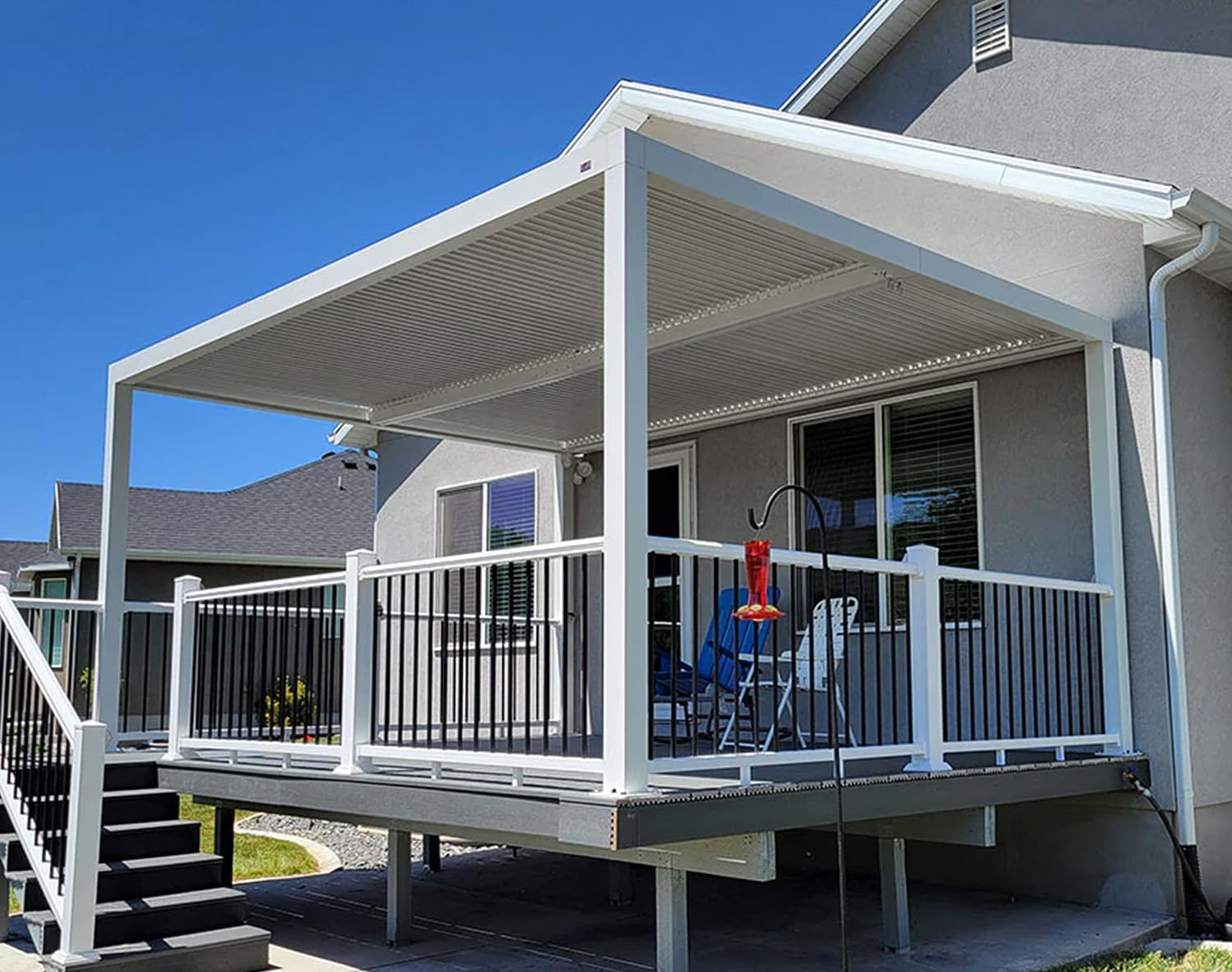 etevert - Pergola Bioclimatique - 4,24x3m - Aluminium, lames orientables, blanc