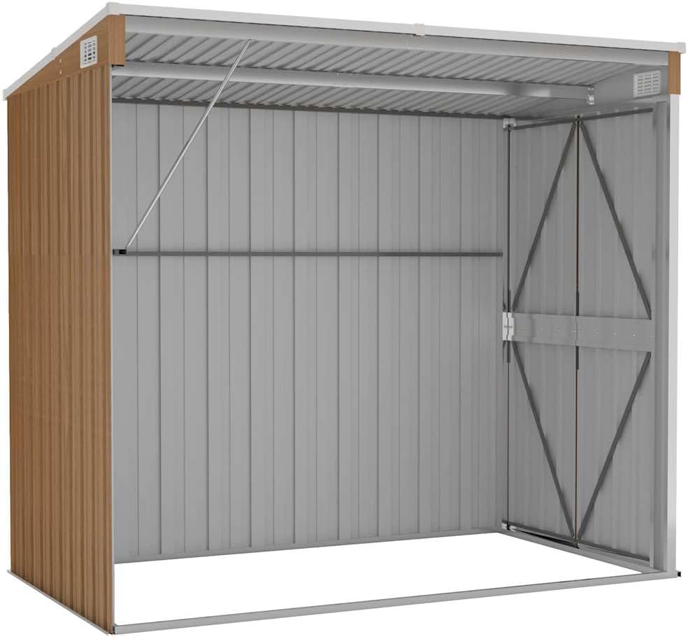 etevert Abri de Jardin Mural Marron 118x194x178 cm Acier galvanisé, Maison & Jardin, Pelouses & Jardins, Vie en extérieur, Structures extérieures, Cabanes & abris de Jardin, Brun, (Poids 31.54KG)