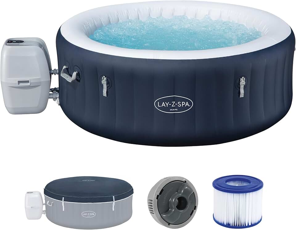 etevert - Spa Gonflable Miami AirJet Efficacité énergétique pour 2 à 4 Personnes - 180 cm x 180 cm x 66 cm - Bleu