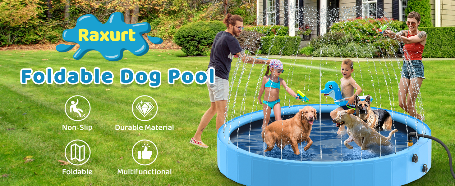 etevert Piscine pour Chien Pliable avec Sprinkler