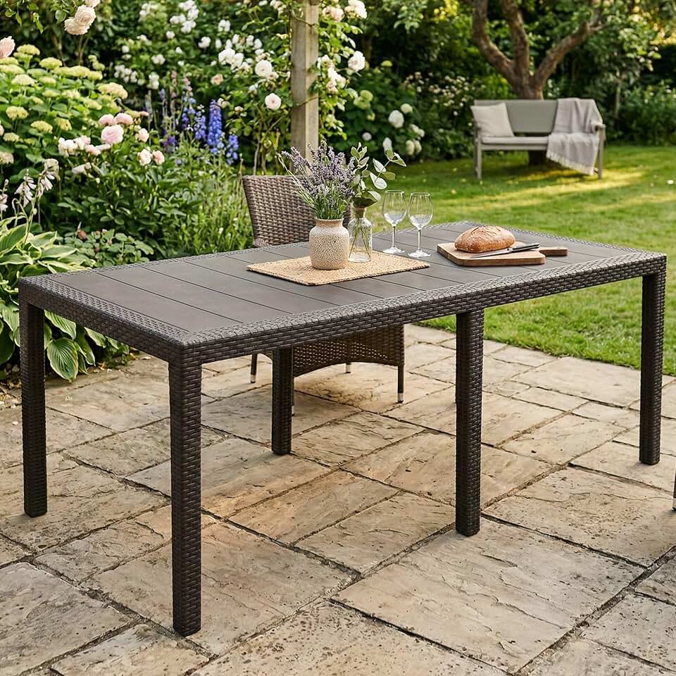 etevert - table extensible extérieur anthracite - 150x90x72 cm - Made in Italy
