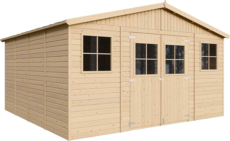 etevert - abri de jardin bois 16m², fenêtres, 418x420x246cm - M330