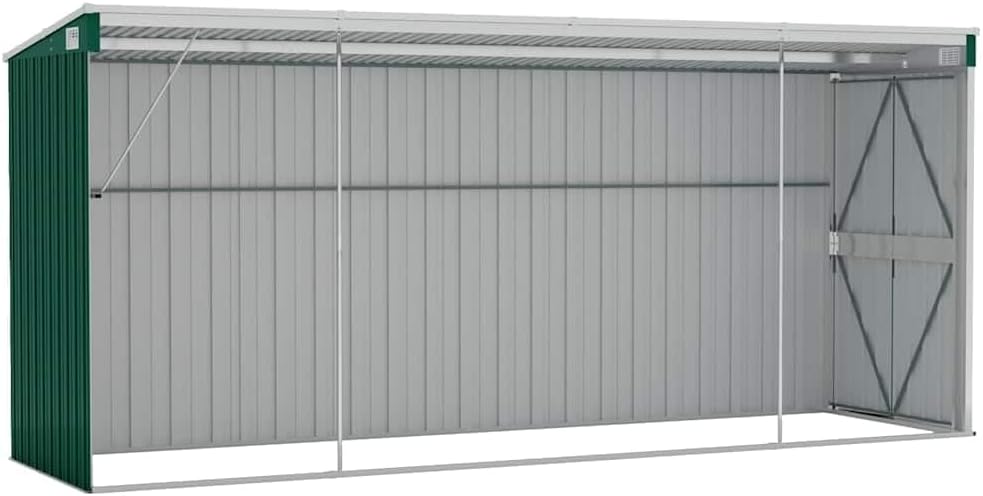 etevert Abri de Jardin Mural Vert 118x382x178 cm Acier galvanisé,Structures extérieures, Cabanes & abris de Jardin,316229