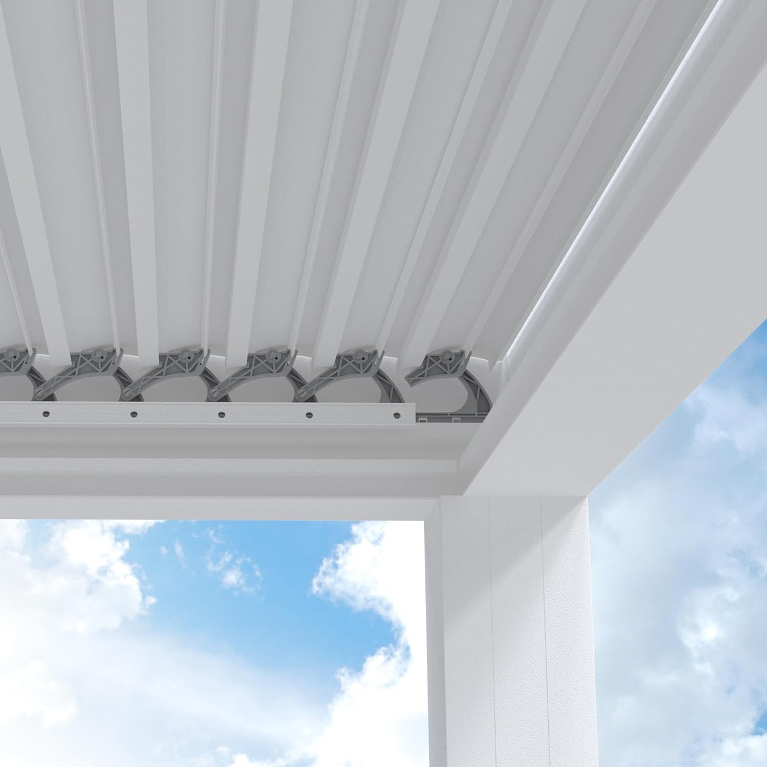 etevert - Pergola Bioclimatique - 4,24x3m - Aluminium, lames orientables, blanc