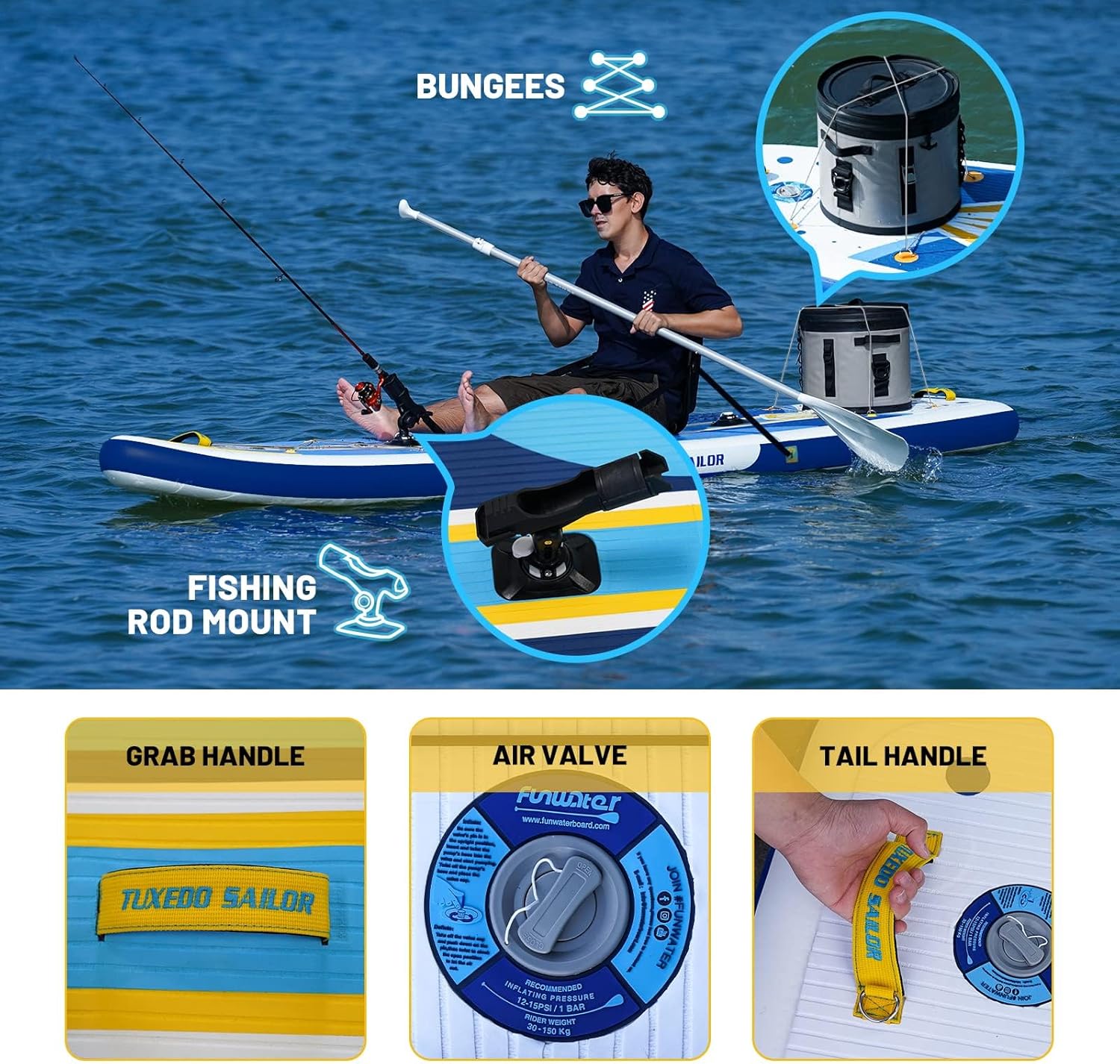 etevert - Paddle gonflable adulte - sup 320x80x15cm - planche stable, accessoires complets