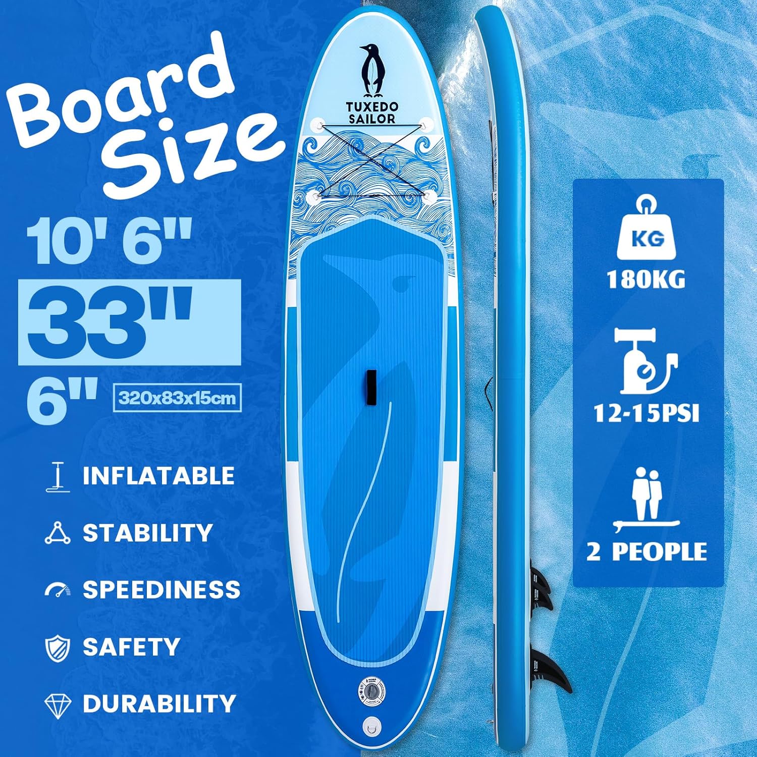 etevert - Paddle Gonflable Adulte - 320cm - SUP avec accessoires complets