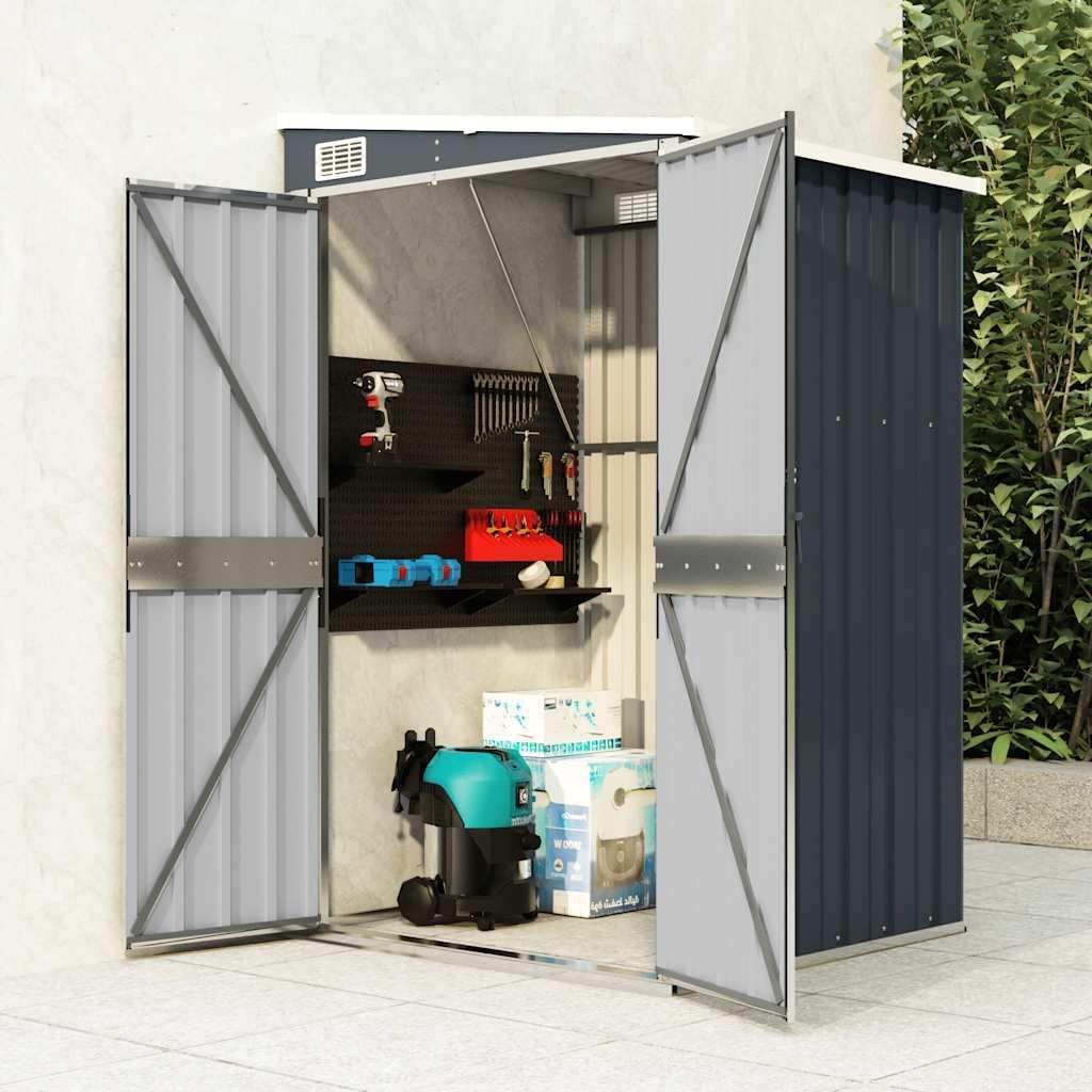 etevert Remise de Jardin Murale Anthracite 118x100x178 cm Acier,Structures extérieures, Cabanes & abris de Jardin,316219