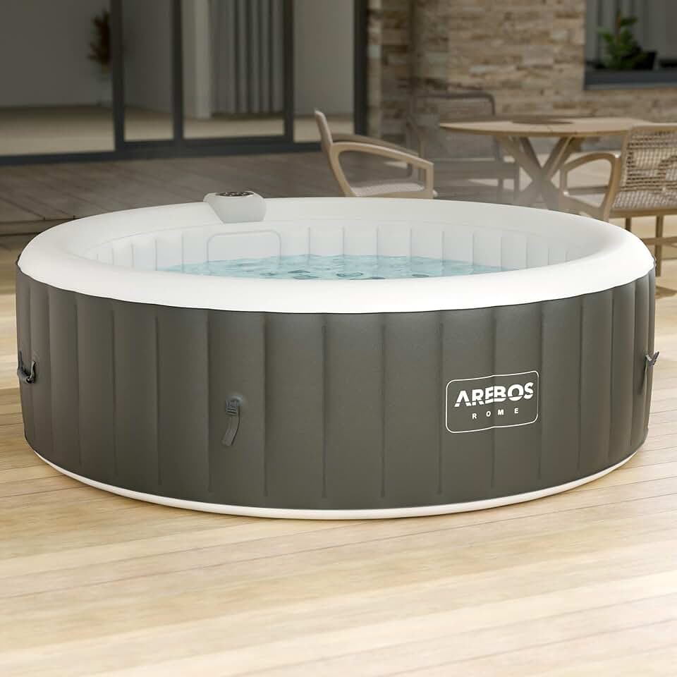 etevert - spa gonflable rond 208 cm - 6 pers, 130 jets, 1000L, chauffage