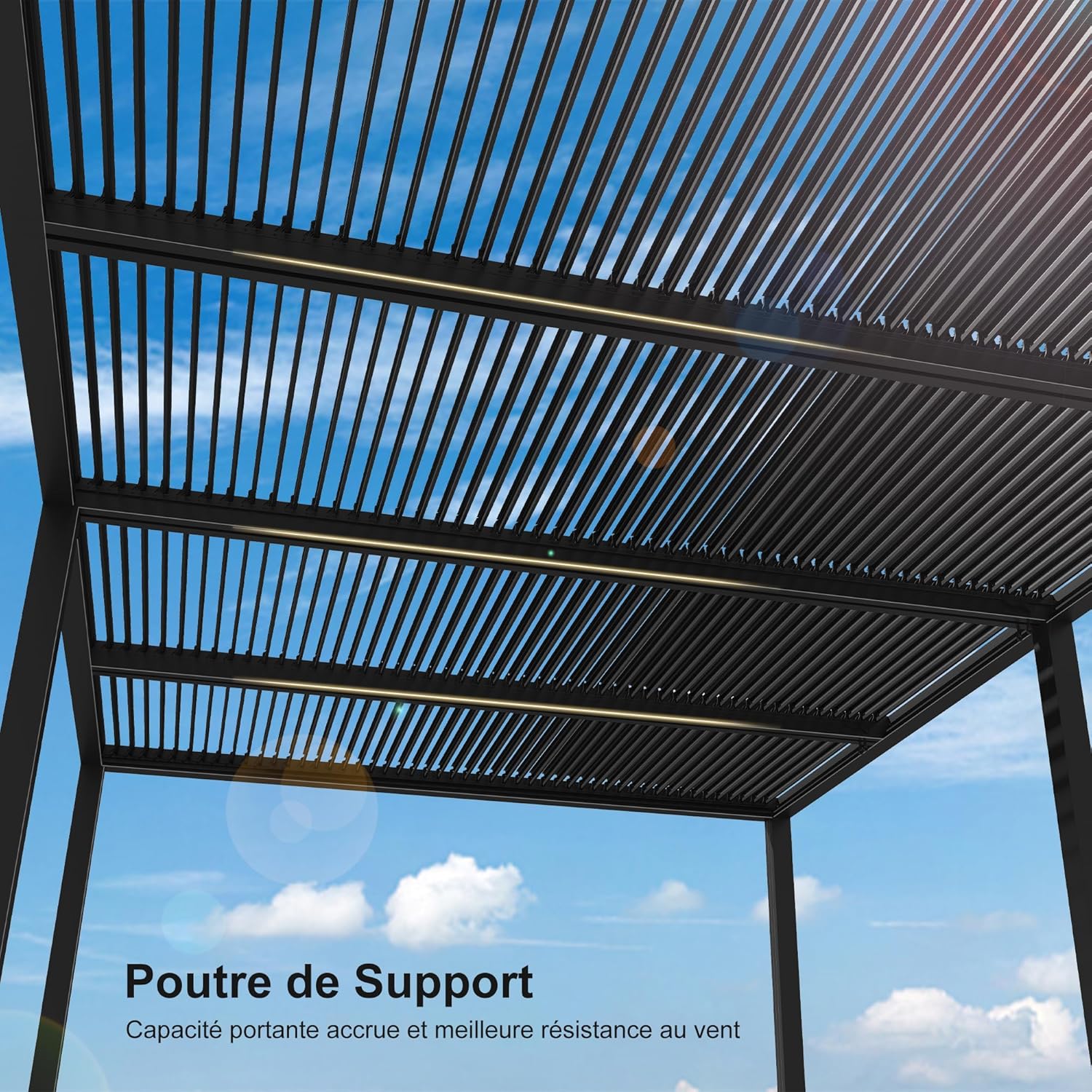 etevert - Pergola bioclimatique - 6x3,68m - aluminium lames orientables