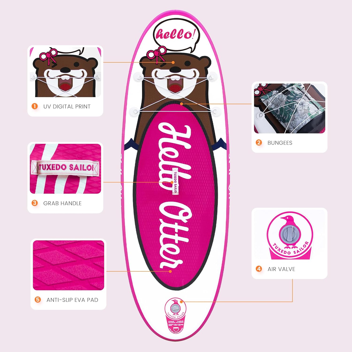 etevert Paddle Gonflable Adulte, Planche de Stand Up Paddle Gonflable, Sup Paddle Board Gonflable avec Accessoires Complets, Planche de Surf Paddle