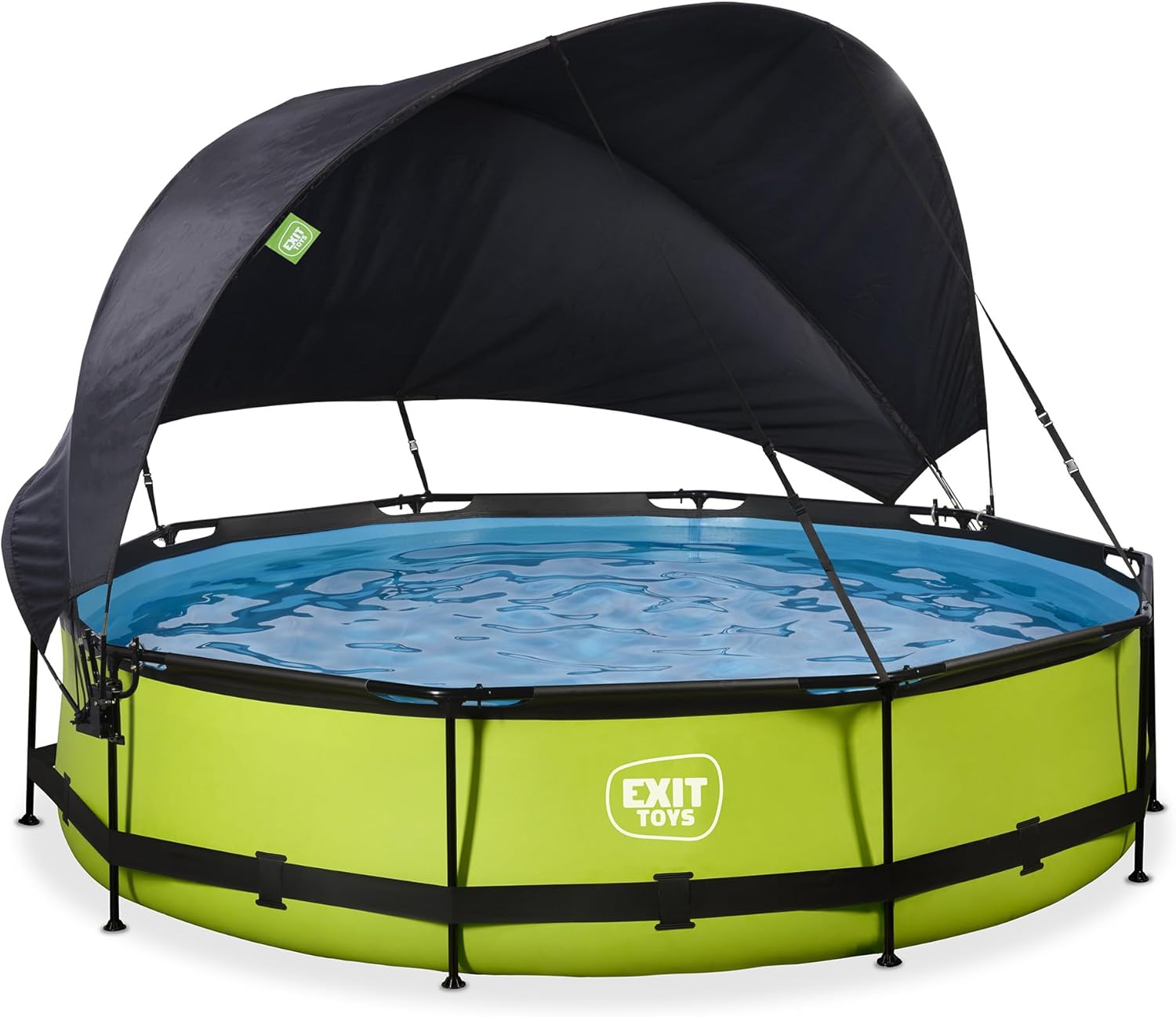 etevert Piscine Lime avec Voile d'Ombrage - ø360x76cm - Piscine Hors Sol Ronde avec Pompe Filtrante à Cartouche - Protection Optimale Contre Les Rayons UV - Entrée Basse - Design Unique - Vert