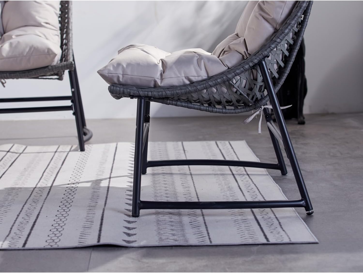 etevert - Guahana - salon bas 4 places, acier, rotin, coussins épais