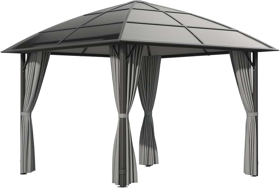 etevert - pavillon jardin aluminium 3x3m toit polycarbonate UV60+
