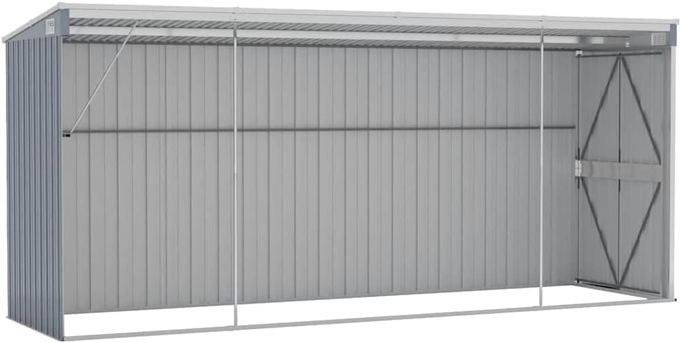 etevert Abri de Jardin Mural Gris 118x382x178 cm Acier galvanisé, Maison & Jardin, Pelouses & Jardins, Vie en extérieur, Structures extérieures, Cabanes & abris de Jardin, Gris, (Poids 47.9KG)