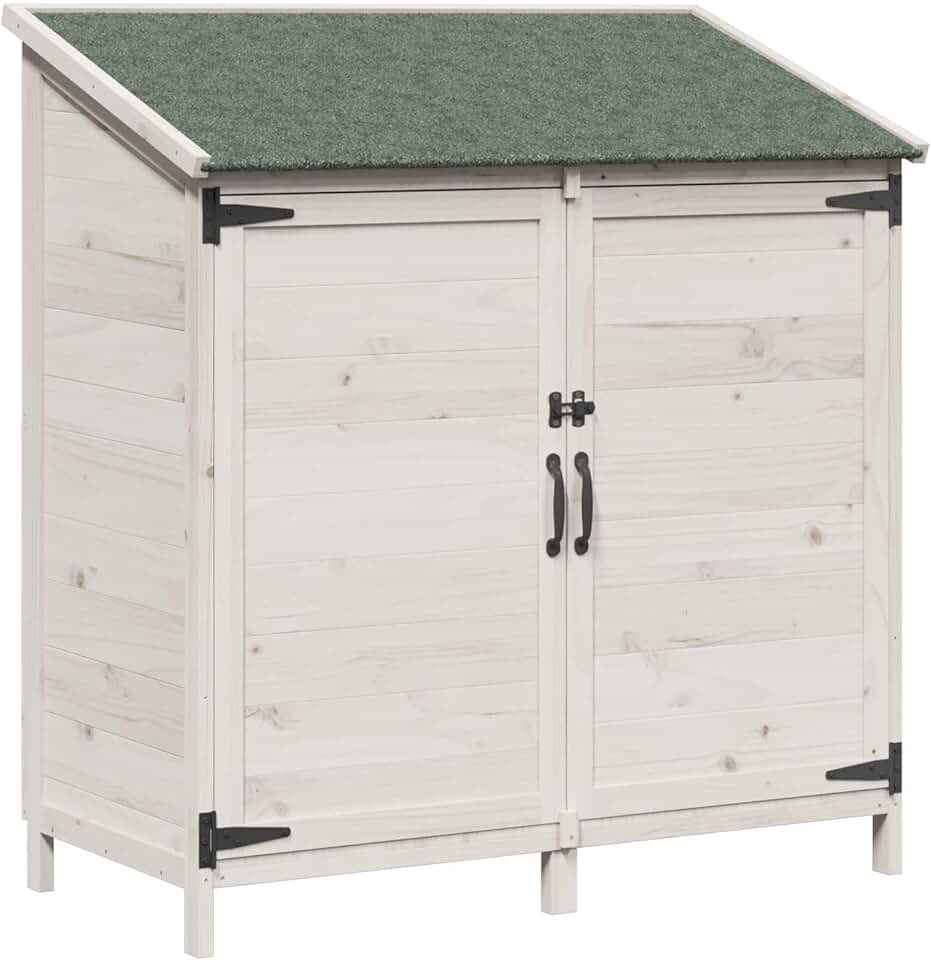 etevert - abri de jardin blanc, 106,5x56x113,5 cm, bois ingénierie, étanche