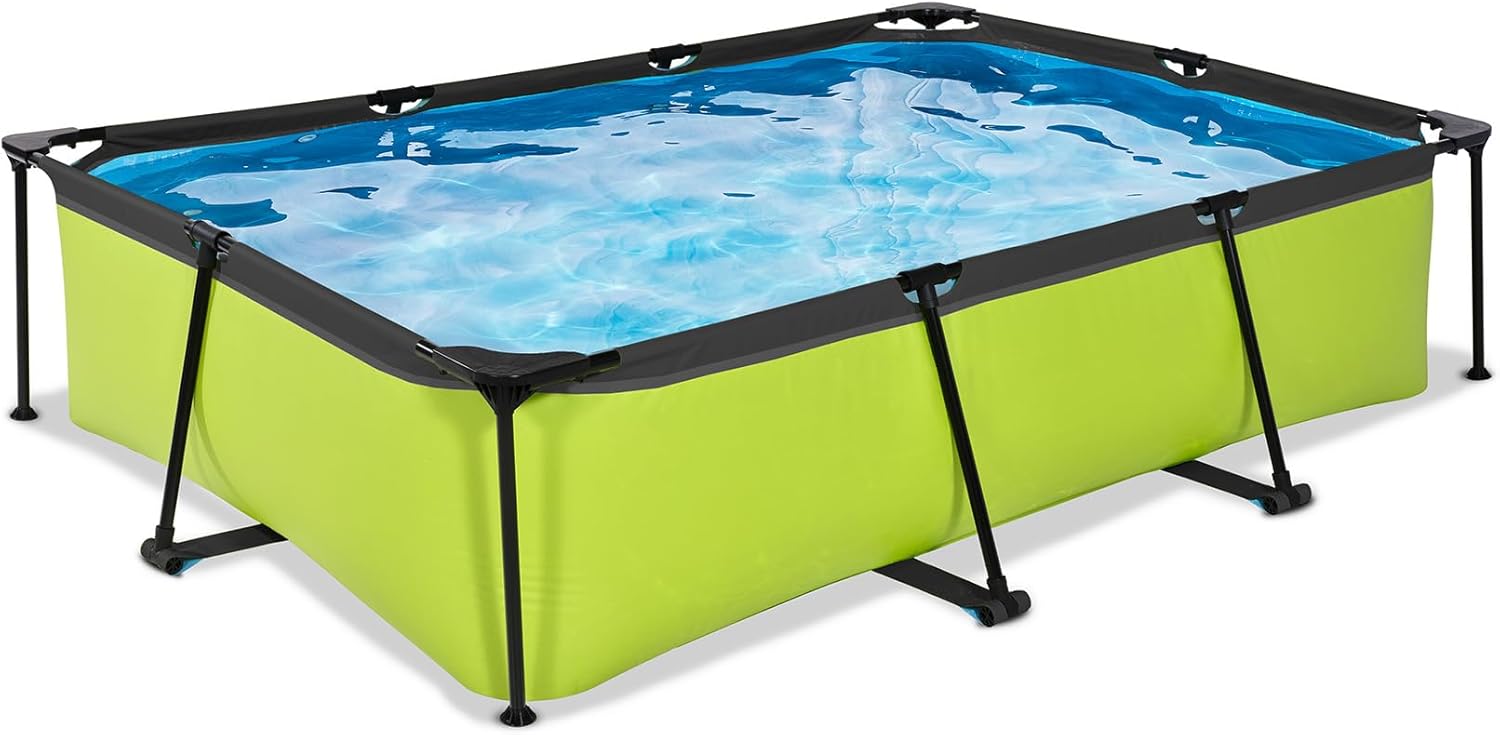etevert Piscine Lime - 300x200x65cm - Piscine Hors Sol Rectangulaire avec Pompe Filtrante à Cartouche - Entrée Basse - Idéal pour Les Jeunes Enfants - Cadre Stable - Design Unique - Vert
