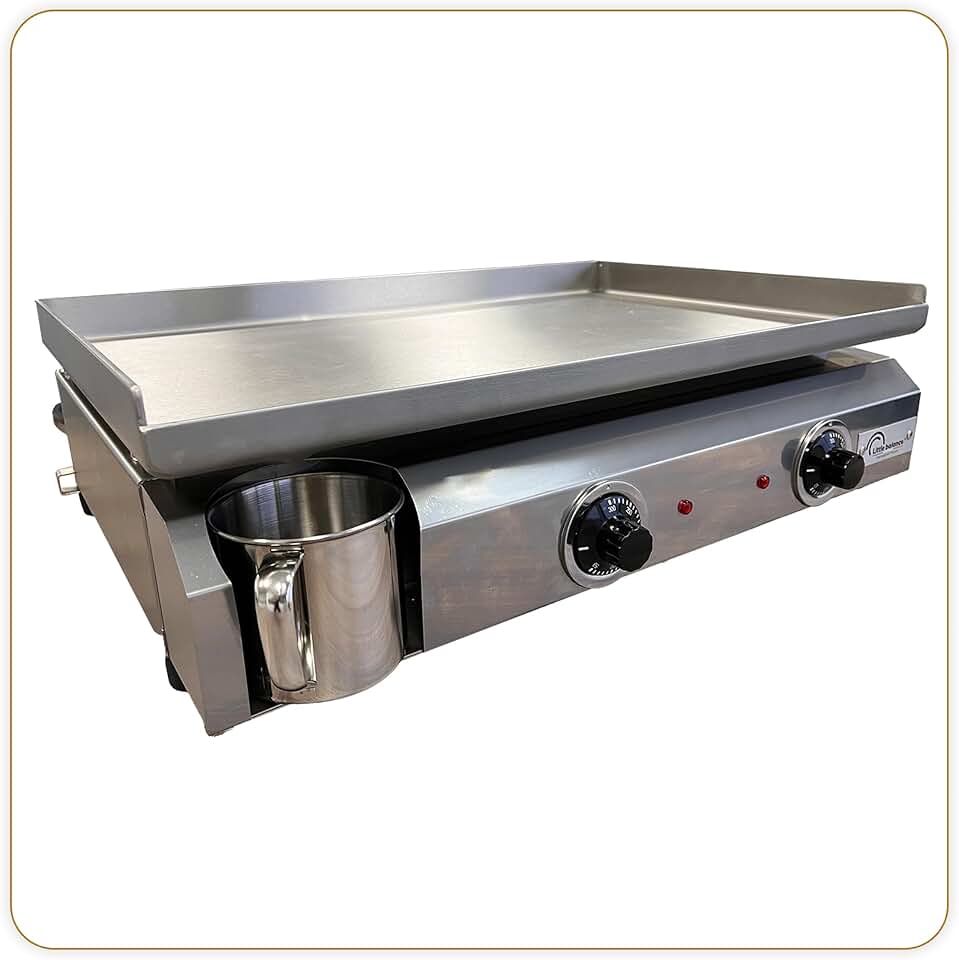 etevert - Plancha électrique 2 zones inox 3000W, 60x40cm - 8679