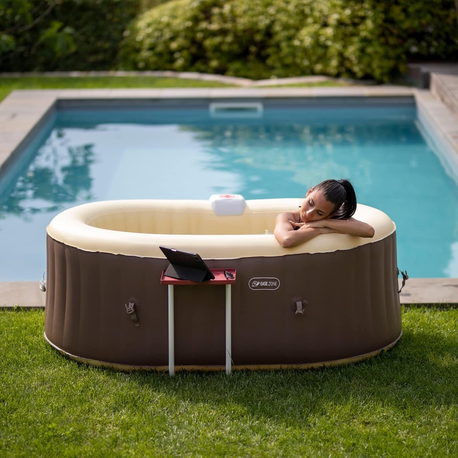 etevert - Bain à remous Ovale - 190x120x65 cm - Pompe 30 W, 550 L