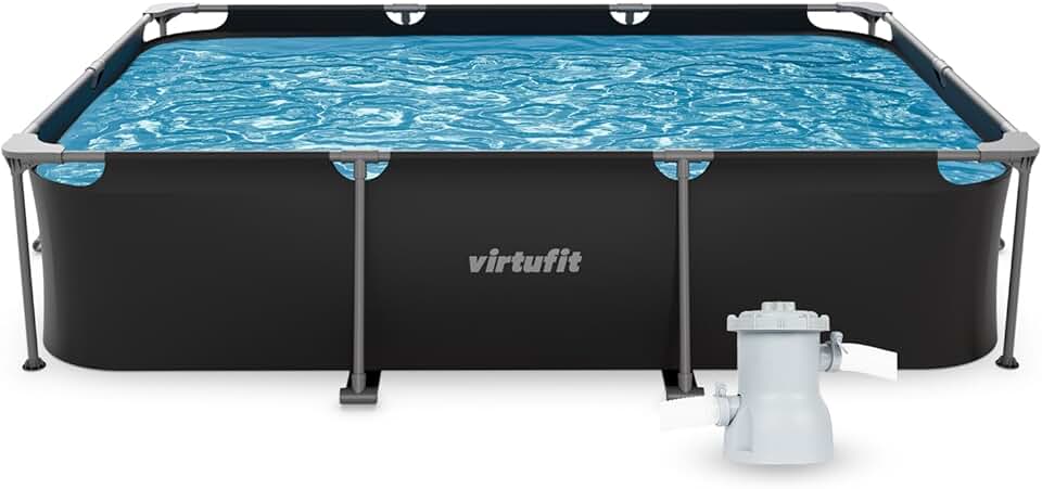 etevert - Piscine rectangulaire Série Noire - 300x210x66 cm - filtre inclus
