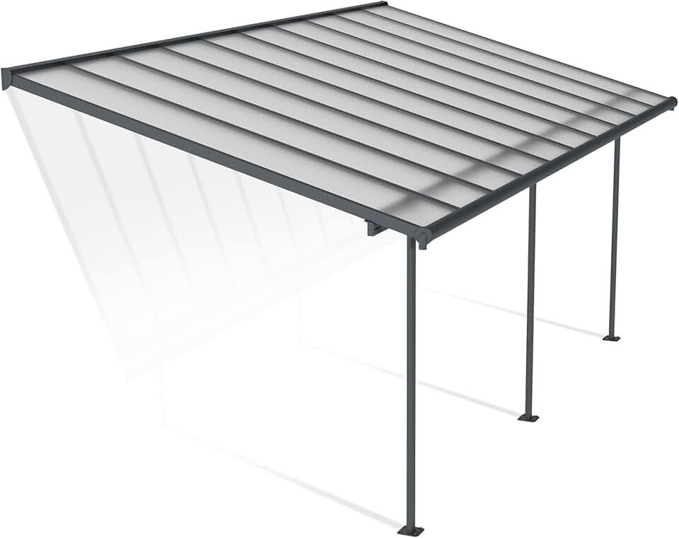 etevert etevert Sierra pergola aluminium polycarbonate 3x6.10 gris transparent