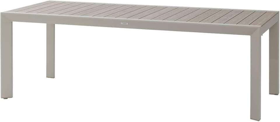 etevert - Table de jardin Évasion 8 places - aluminium, effet bois, lin et argile
