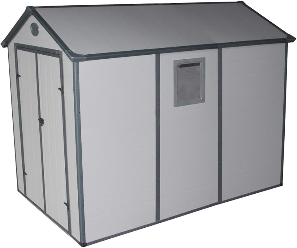 etevert - abri de jardin série résine - 5,32 m² - kit fondation, toit pente