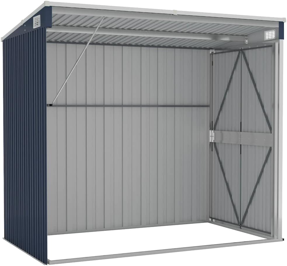 etevert Abri de Jardin Mural Anthracite 118x194x178 cm Acier