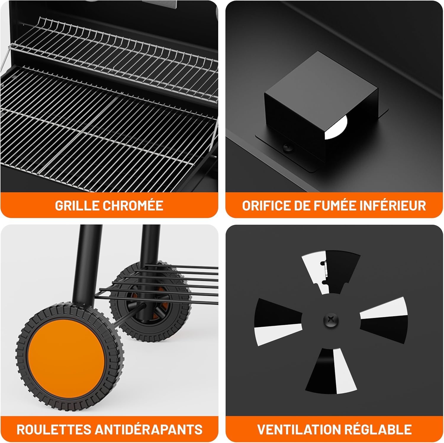 etevert 23 pouces barbecue pentagonal, chromé, 469 Sq In-23 Pouces