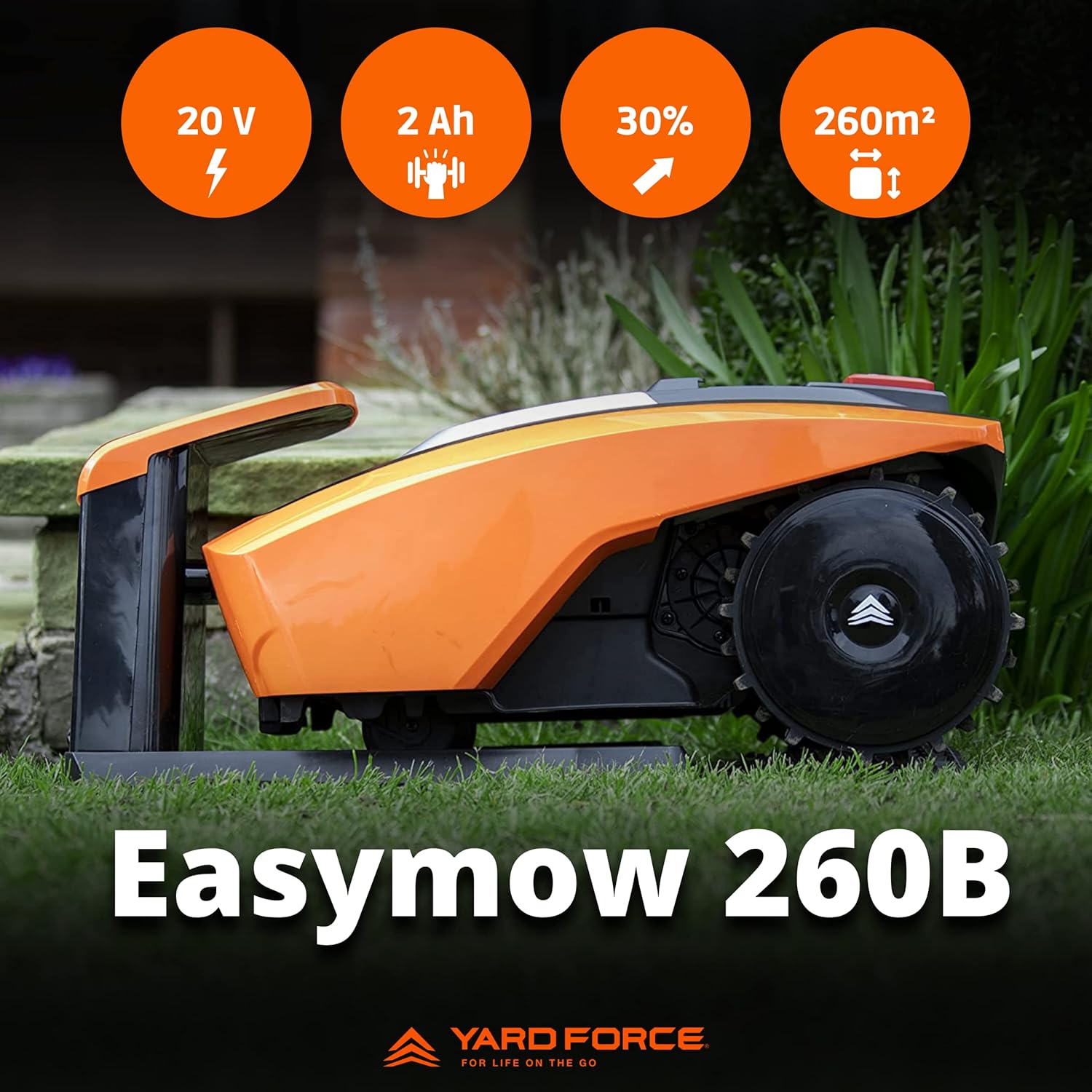 etevert - Easymow 260B - 260m² - robot tondeuse, noir/orange