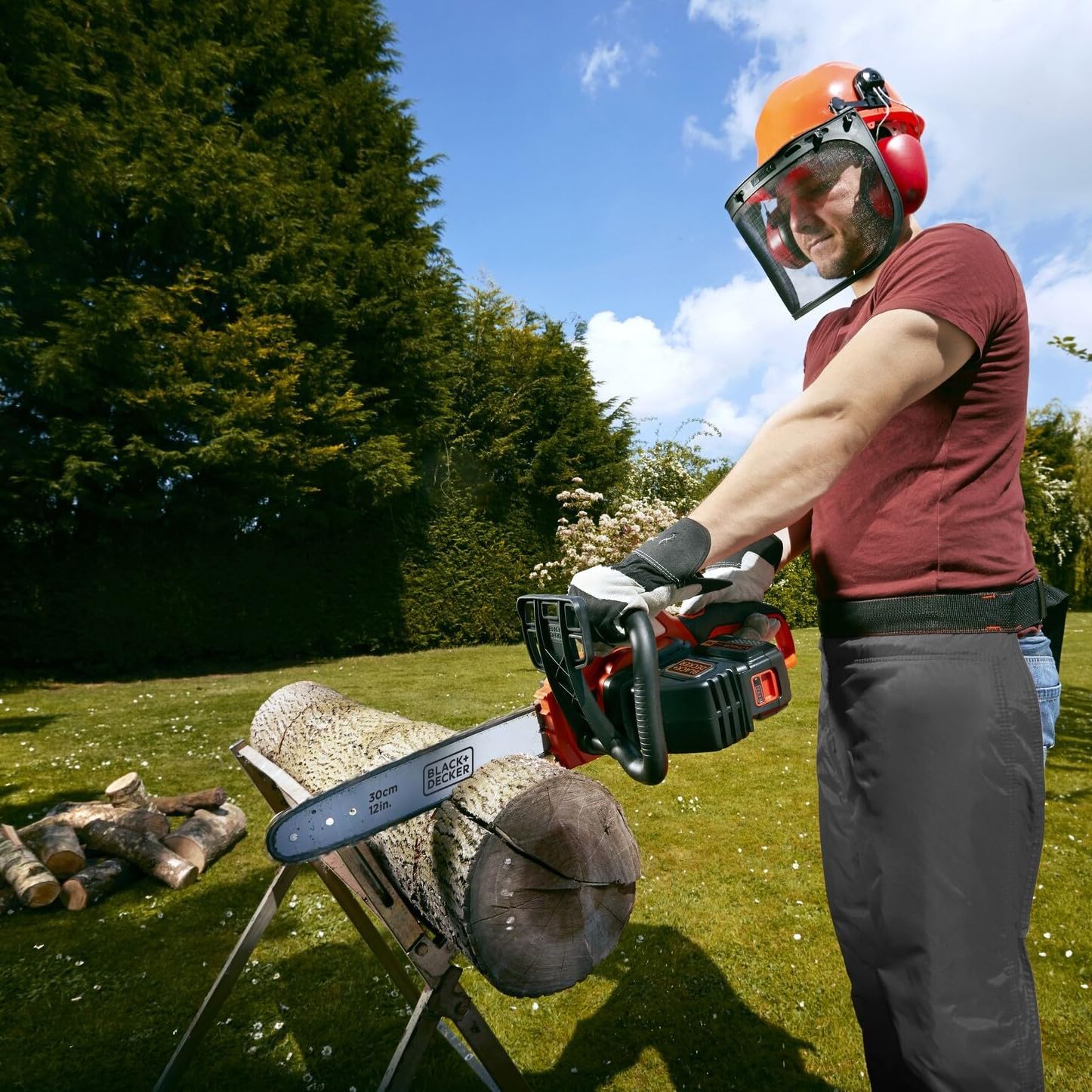 etevert - Tronçonneuse 36V 30cm, batterie 2Ah, lubrification auto, tendeur sans outil - GKC3630L20-QW