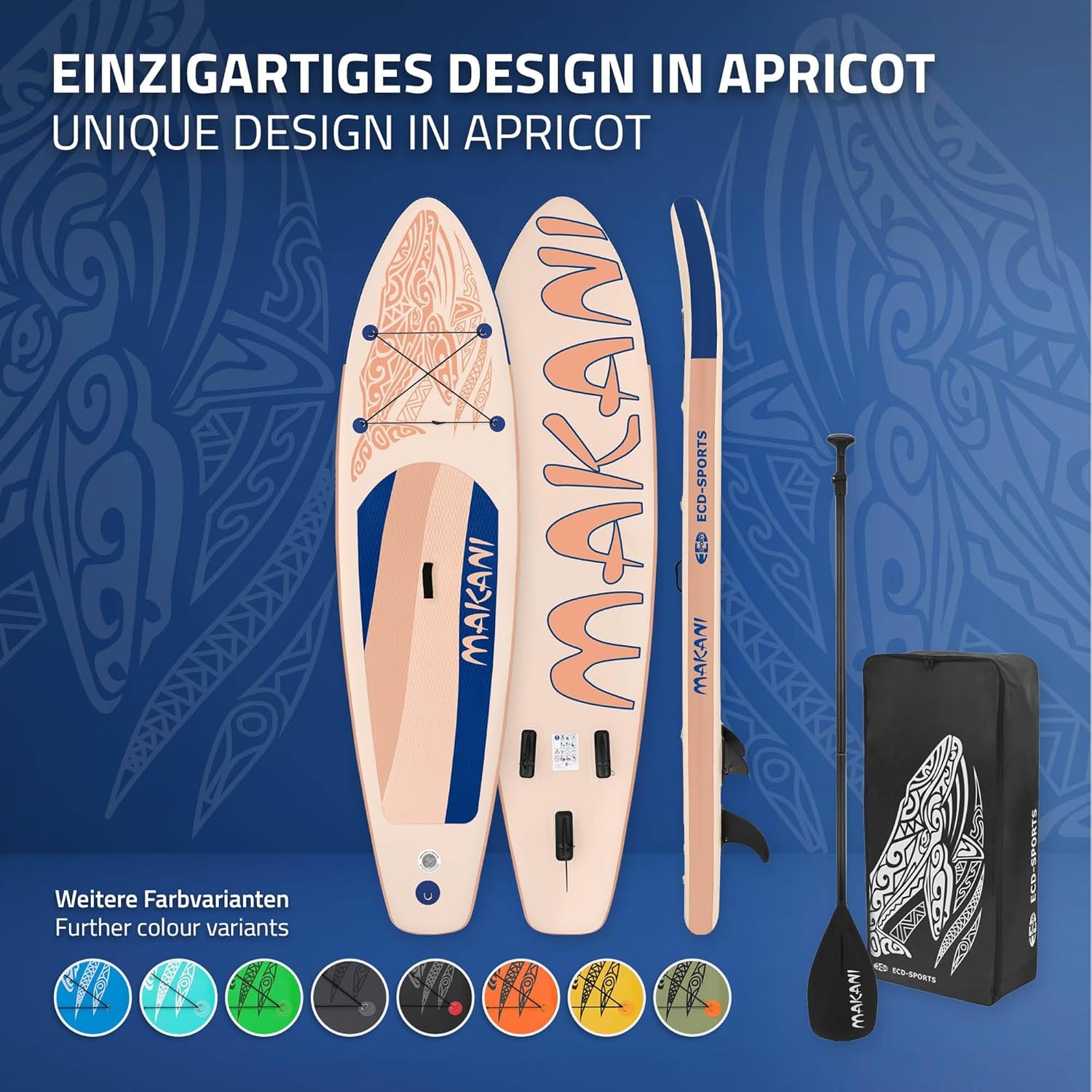 etevert Stand Up Surf Paddle Board Gonflable 305/308/320/380 cm | PVC | jusqu'à 120/150 kg | Épaisseur 10/15 cm | Planche de Surf Pagaie Sac de Transport Pompe à Air | Diverses Couleurs Modèles