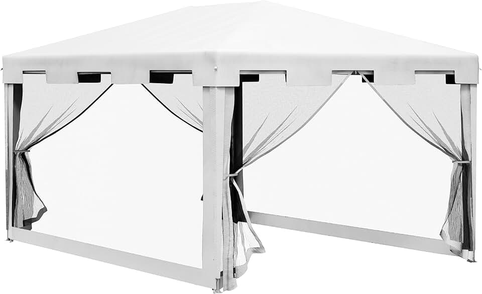 etevert - Tonnelle série réceptions - 3x4m - parois maille, 2 portes, blanc