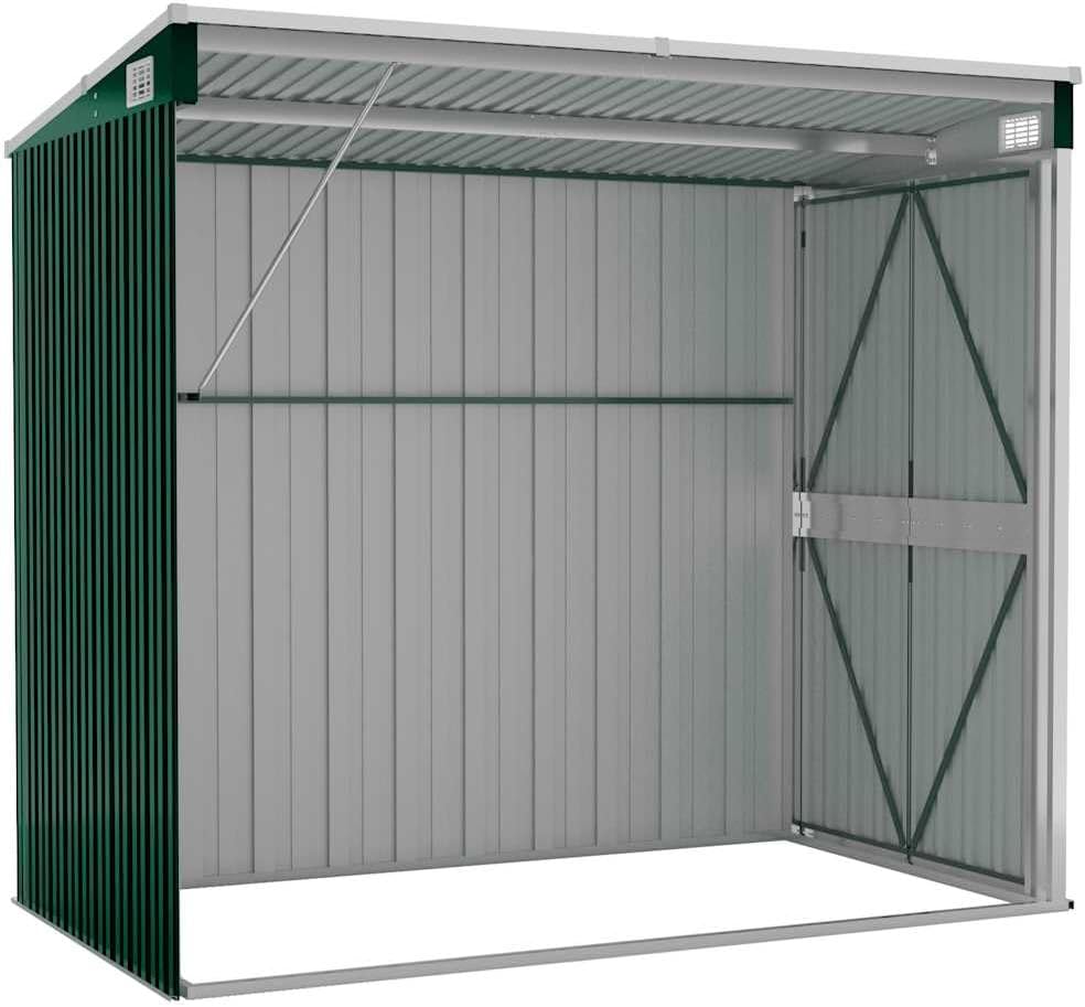 etevert Abri de Jardin Mural Vert 118x194x178 cm Acier galvanisé,Structures extérieures, Cabanes & abris de Jardin,316221
